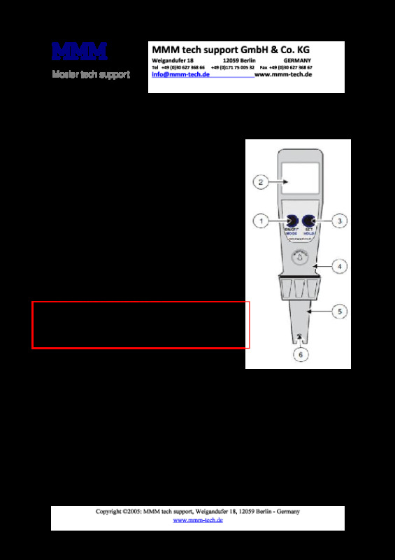 Misuratore tascabile per valore pH PH-TM2 - MMM Tech Support